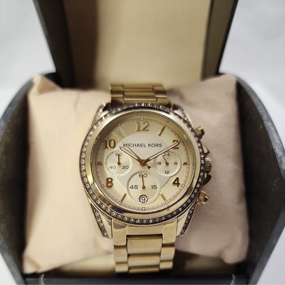 Michael Kors MK5166 Women's Blair Glitz Gold Tone Chronograph Bracelet Watch